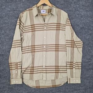 NN07 Shirt Mens XL Sixten Plaid Button Down Long Sleeve Beige Check Casual